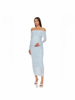 Bumpsuit Off The Shoulder Soft Mesh Dress - Maternity - L